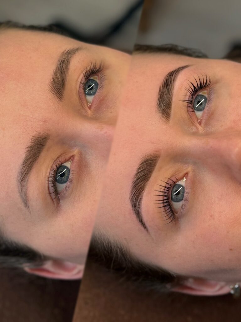 before en after van brow lift in combinatie met lash lift